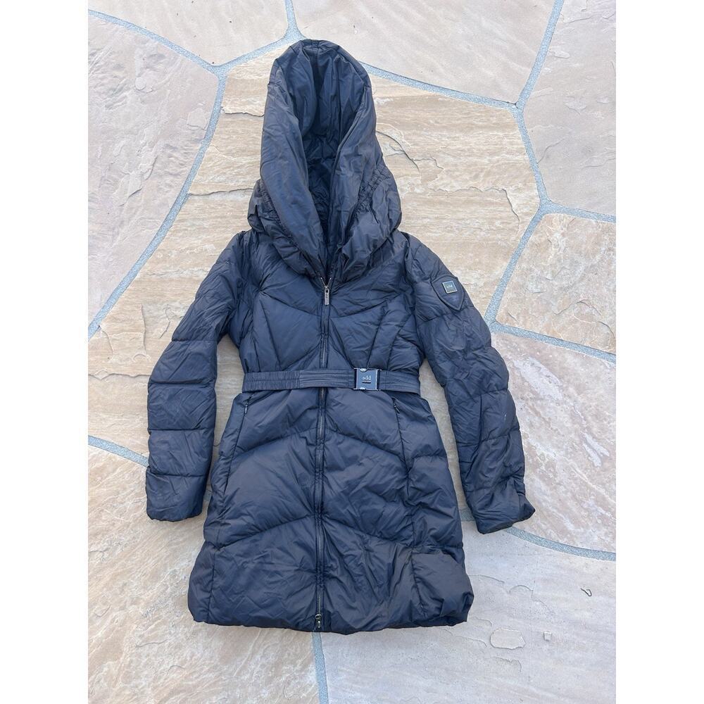 Add Puffer Jacket Coat Womens US 6 Goose Down Black Big Shawl Collar